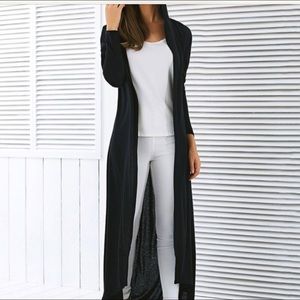 Long black hooded cardigan